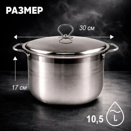Кастрюля 10,5л 30*17см нерж.сталь с мет.крышкой JC-185