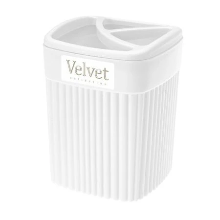 Стакан для зубных щеток 650мл 9*9*11,9см пластик VELVET белый (18)