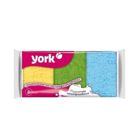 Губка для посуды 3шт поролон Колор Люкс YORK (24)