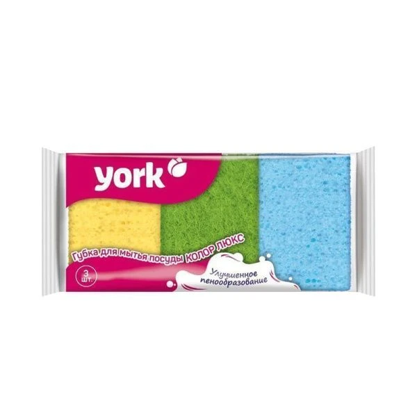 Губка для посуды 3шт поролон Колор Люкс YORK (24)