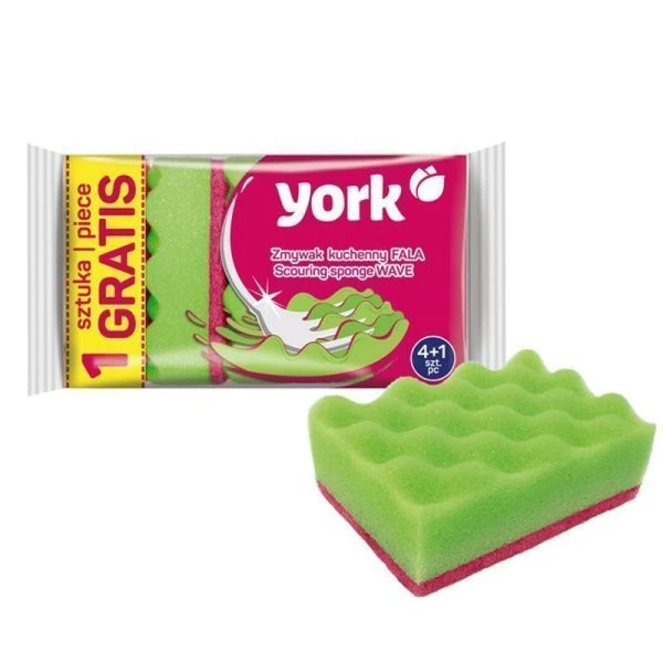 Губка для посуды 5шт поролон Волна YORK (32)