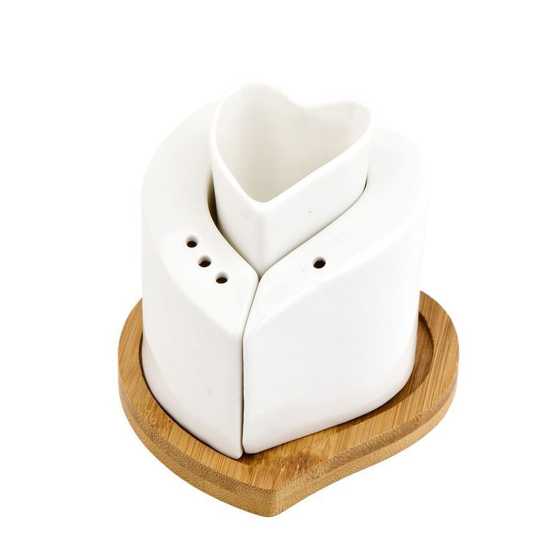 Набор для специй 3пр фарфор на бамбук.подставке Naturel подар.уп. (36)