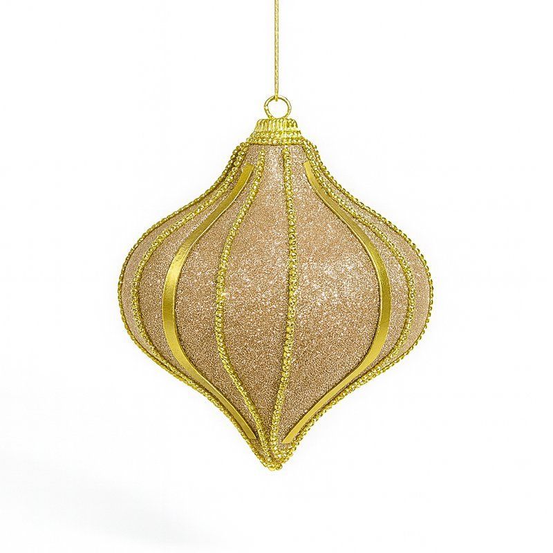 Игрушка новогодняя на елку ВОЛЧОК 8*9см пластик розовый с золотом JC-15001 (384)