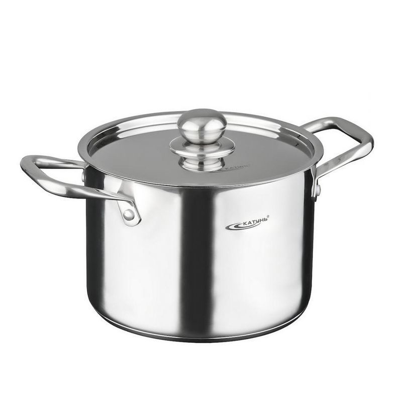 Кастрюля 6,4л h17см нерж.сталь ТИТАН мет.крышка d22см толщина стенок 0,6мм индукция KT-G-00206 (4/2)