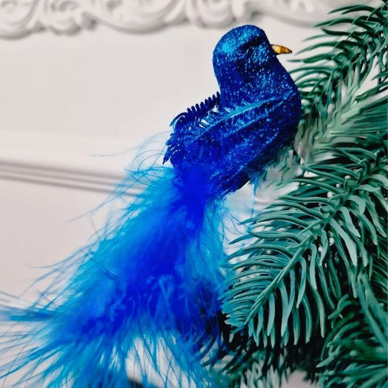 Игрушки новогодние на елку ПТИЦА набор 4шт 9см пенопласт синий OSJX23003/JC-16998 (216)