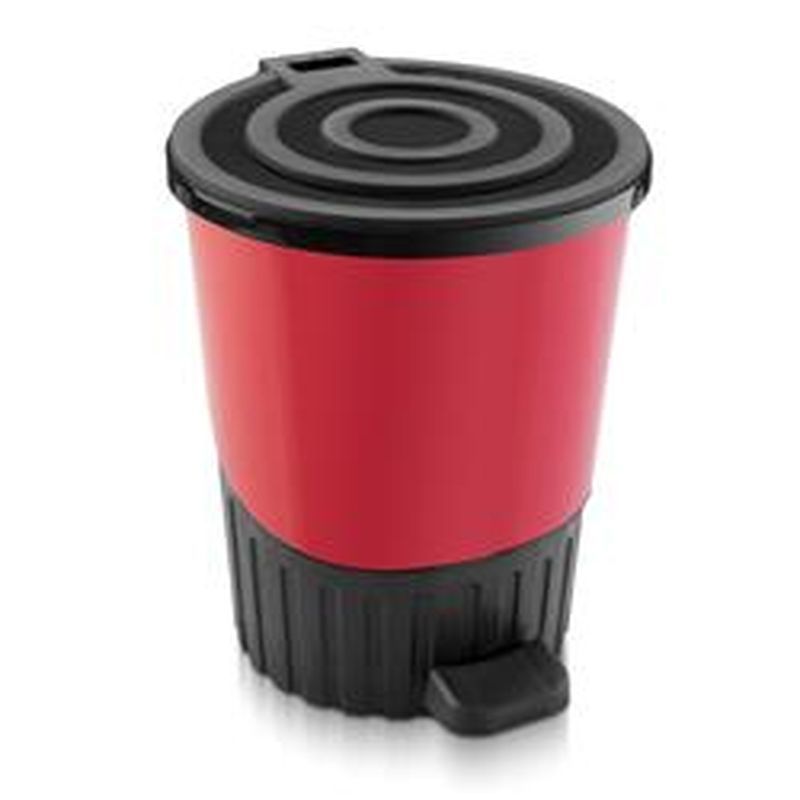 Контейнер для мусора 14л 280*325мм пластик ДУНЯ красный с педалью (6)