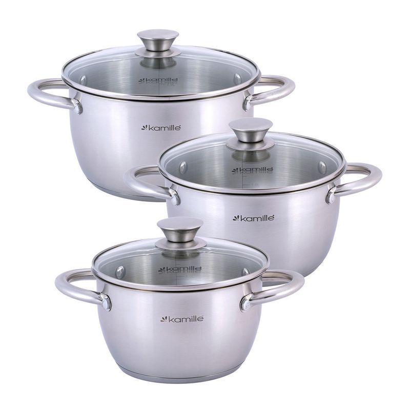 Набор кастрюль 3пр 1,5/2/3л нерж.сталь стекл.крышки 16/18/20см индукция, арт.4905 (4)