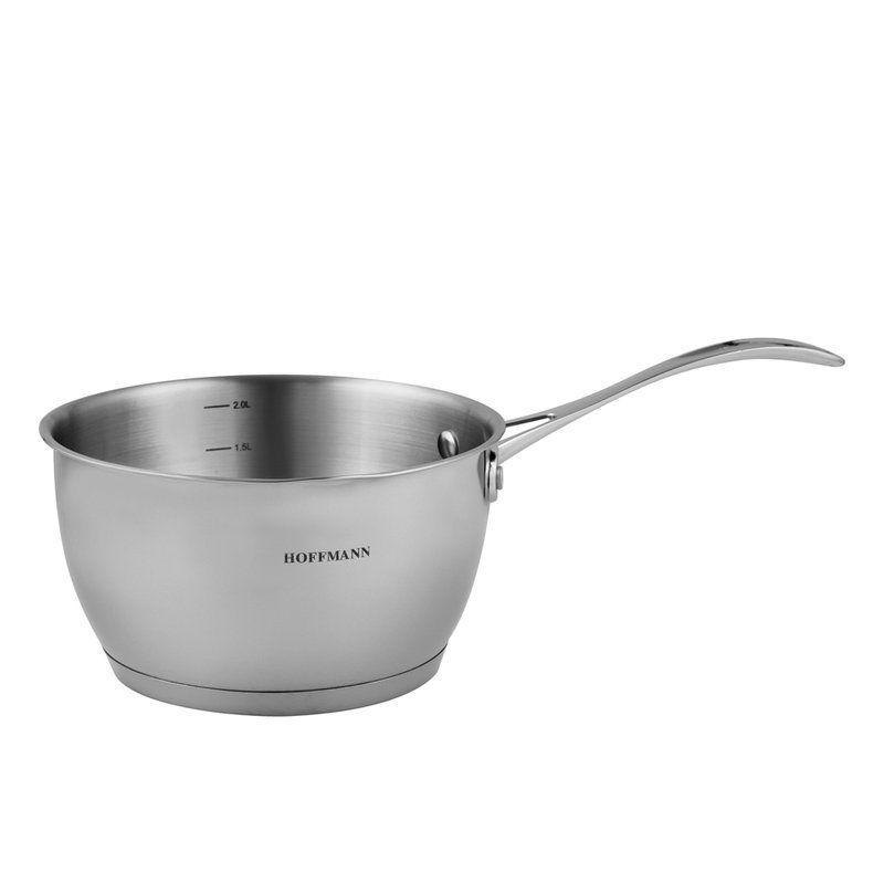 Ковш 2,1л нерж.сталь без крышки 18см с мет.ручкой, 5-ти сл.капс.дно, индукция (6)