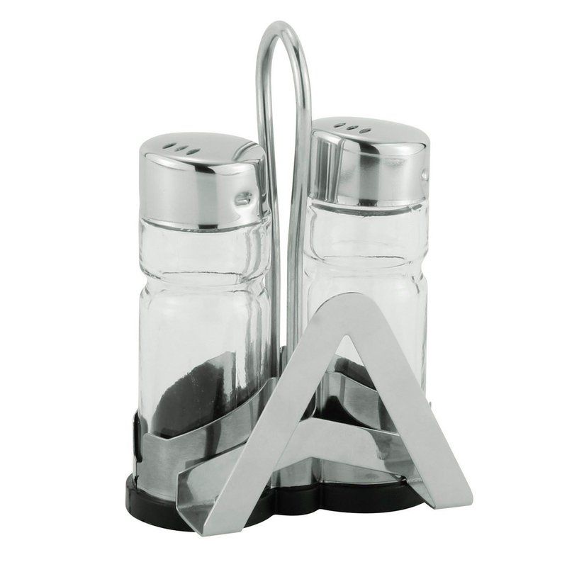 Набор для специй 2пр 40мл нерж.сталь/стекло на подставке с салфетницей (72)