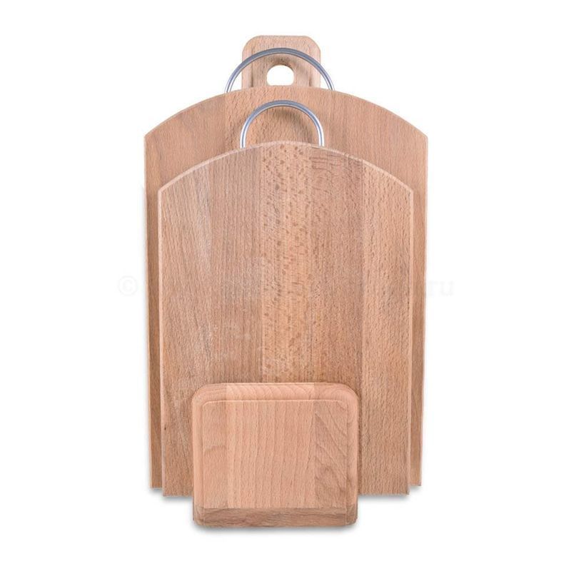 Доска разделочная набор 2пр 35*24,5/30*22см бук ХОЗЯЮШКА в кассете полубочка с мет.ручками