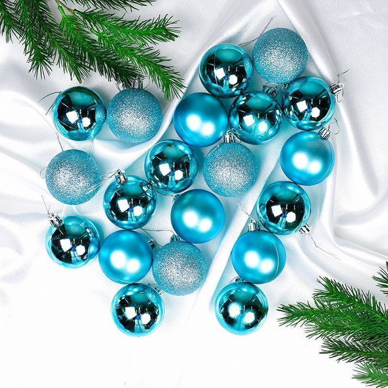 Украшение новогоднее пластик Шар 20шт. 6см голубой HX-3/9 (30)