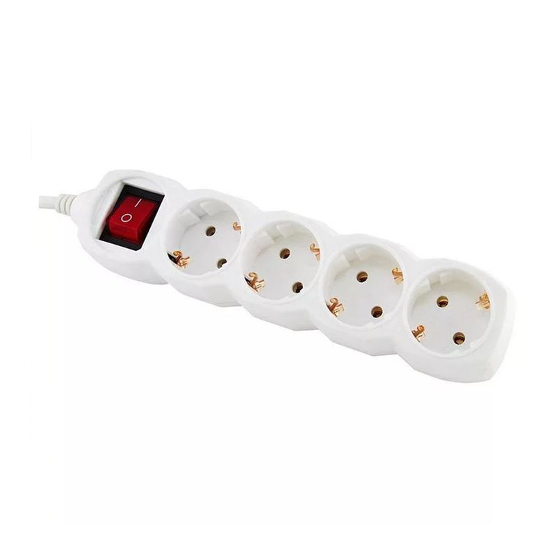 Удлинитель 4 гнезда пластик 5м 0,75кв.мм 10А ПВС с зазем, выкл-ем СТАРТ (20) ВЫВОД