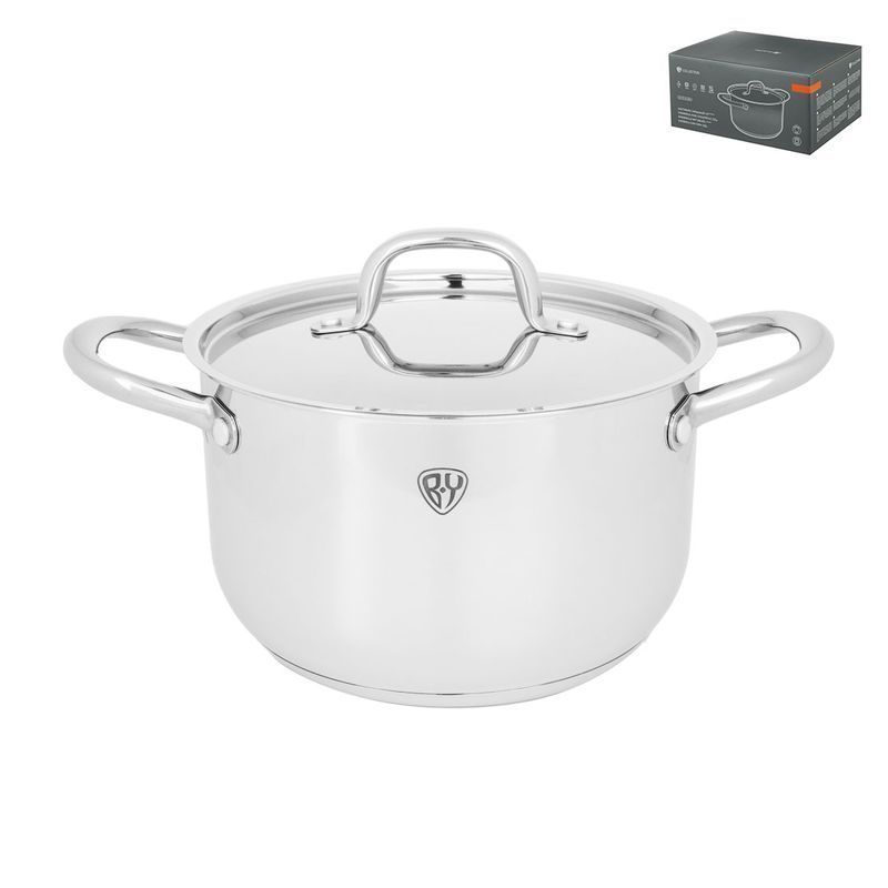 Кастрюля 5л нерж.сталь ПРОМО со стекл.крышкой 22*13,5см индукция (4)