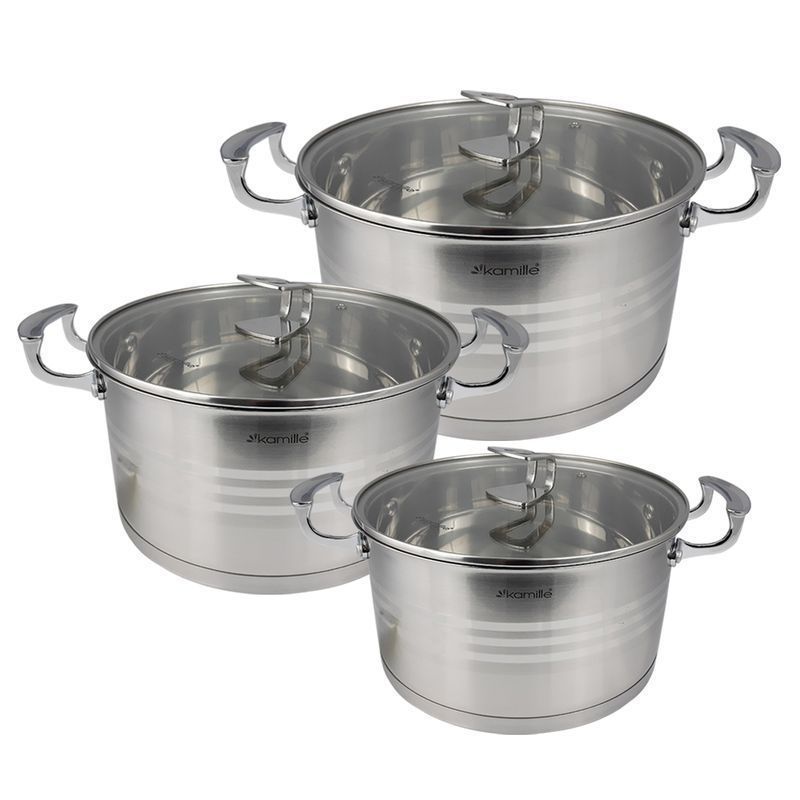 Набор кастрюль 3пр (16*9см, 18*10см, 20*11см) нерж.сталь арт.5861 (4)