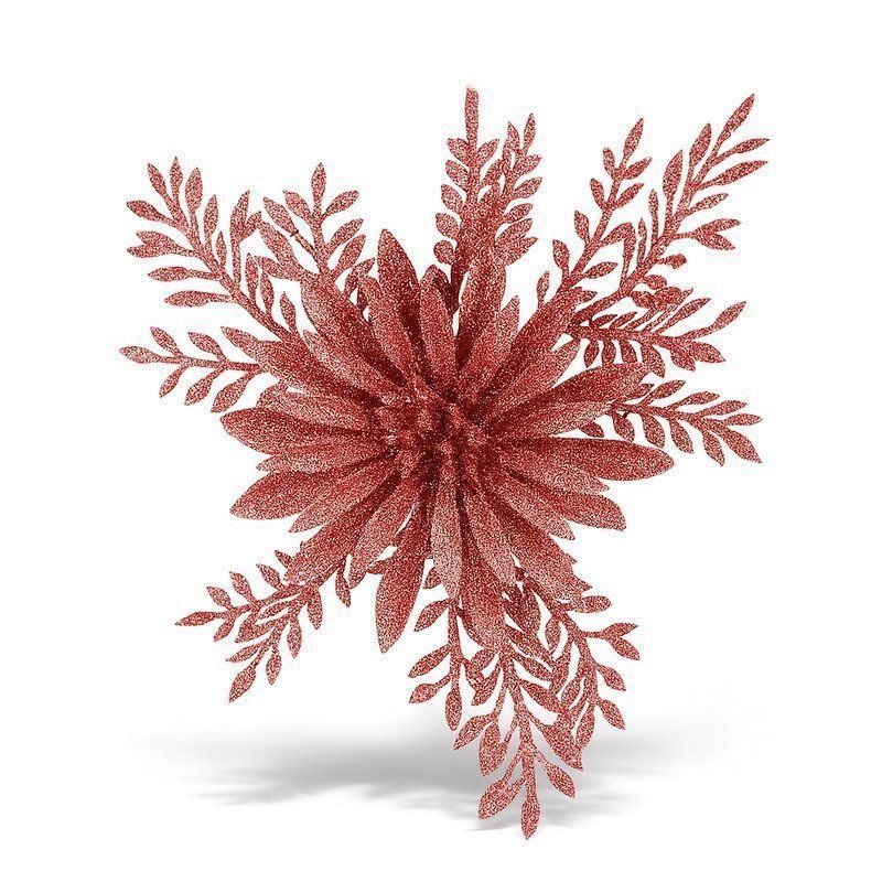 Украшение новогоднее Цветок 13*13см пластик розовая JC-15141 (800)