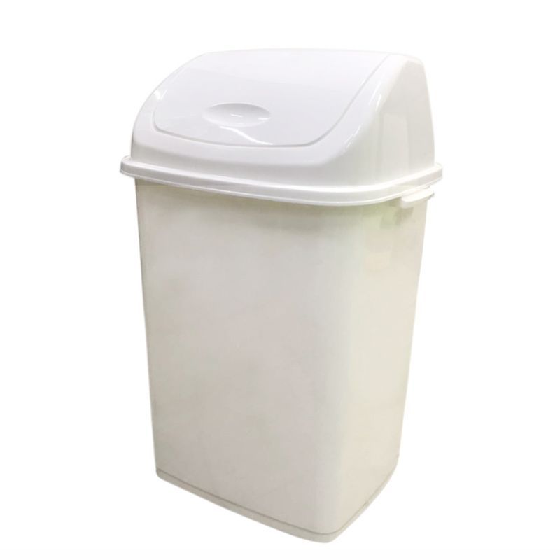 Контейнер для мусора 50л пластик ФАНТАЗИЯ белый с подвижной крышкой (6)