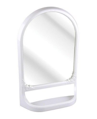 Зеркало настенное для ванной комнаты с полкой 13*38,5*59,5см пластик белое (4)