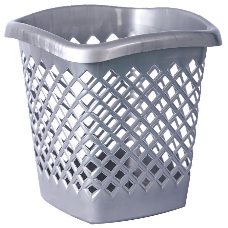 Корзина для бумаг 27*27*28см пластик ОФИС серая квадратная (10)