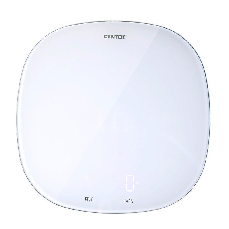 Весы кухонные электронные стекло 5кг Centek CT-2482 18*18см, LCD белые (12)