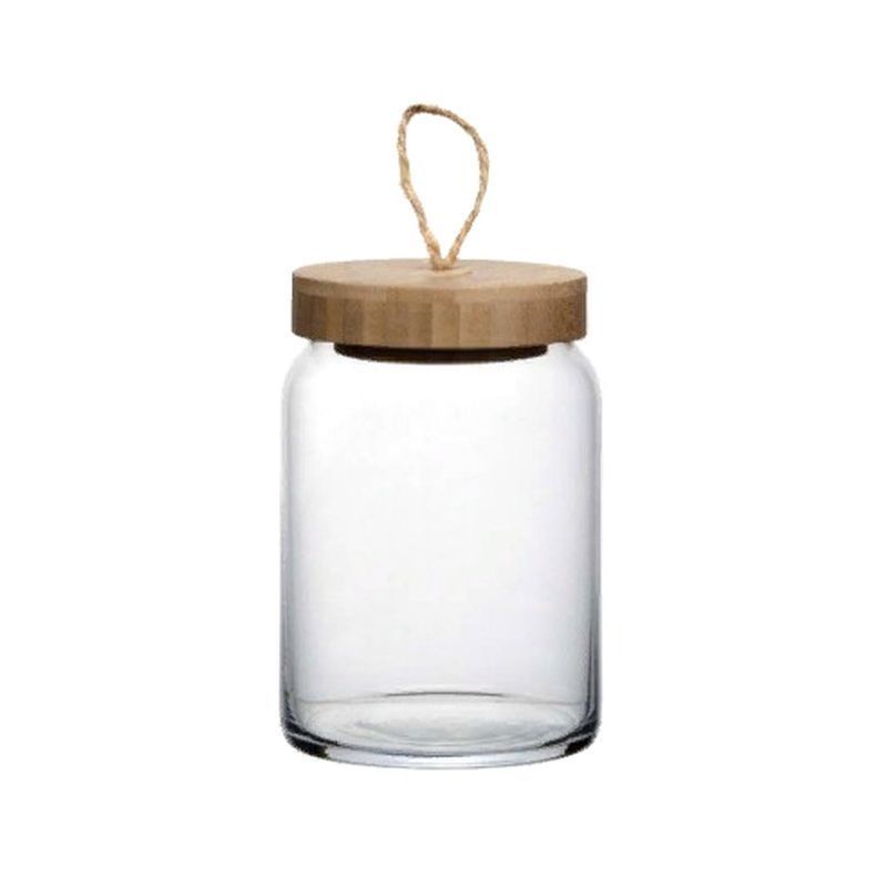 Банка 860мл стекло ВУДИ с бамбуковой крышкой (6\12)