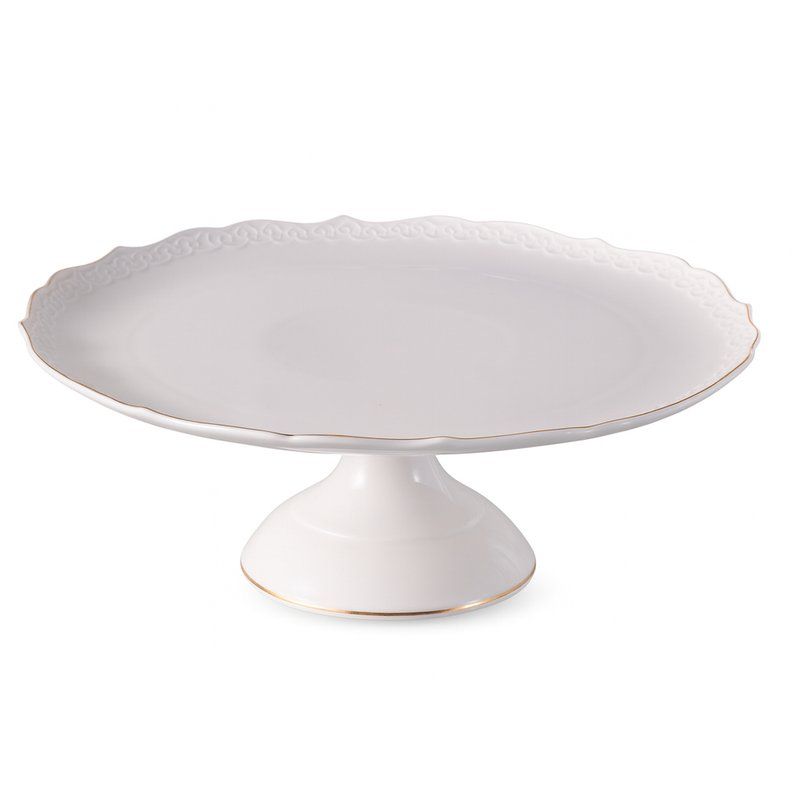 Тортовница 28см фарфор КРУЖЕВО (4)