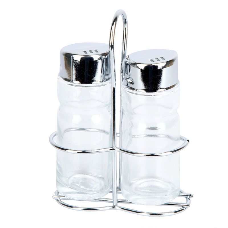 Набор для специй 2пр (солонка, перечница) стекло на подставке (36) ВЫВОД