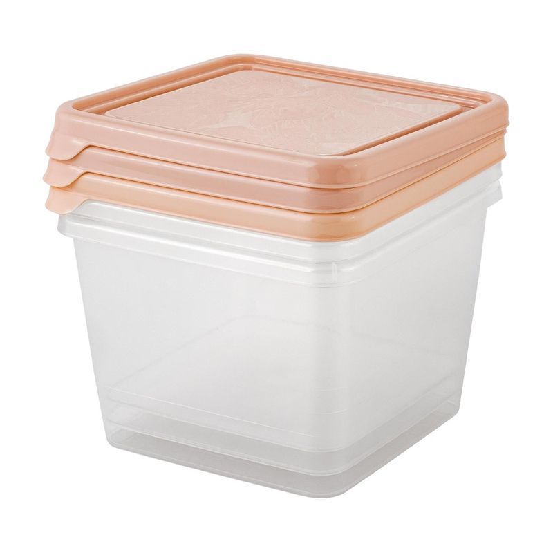 Набор контейнеров пищевых 3пр 750мл пластик Helsinki Artichoke квадратные персиковая карамель (36)