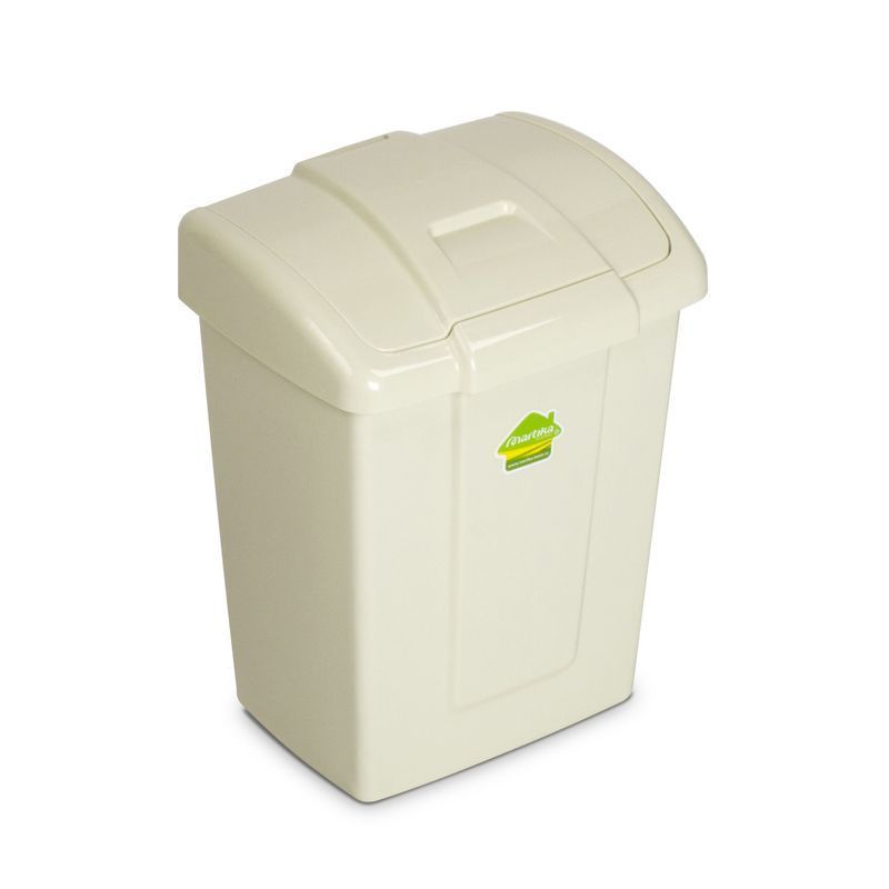 Контейнер для мусора 6л 219*180*285мм пластик ФОРТЕ слоновая кость с подвижной крышкой (12)