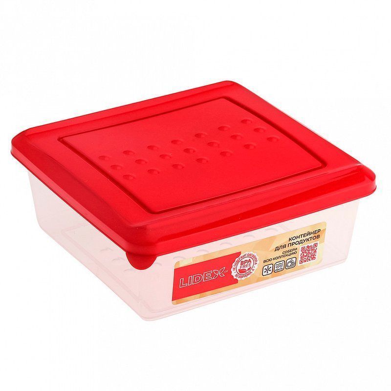 Контейнер пищевой 500мл пластик Ruby квадратный красный (26) LX1103406-02