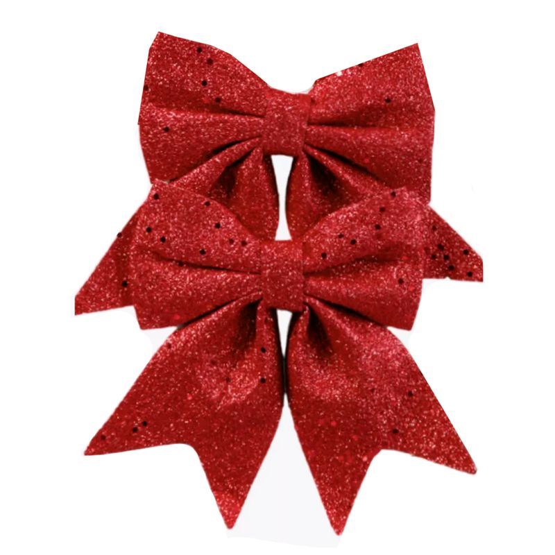 Украшение новогоднее БАНТ набор 2шт 12*13см текстиль красный JC-16618 (500)
