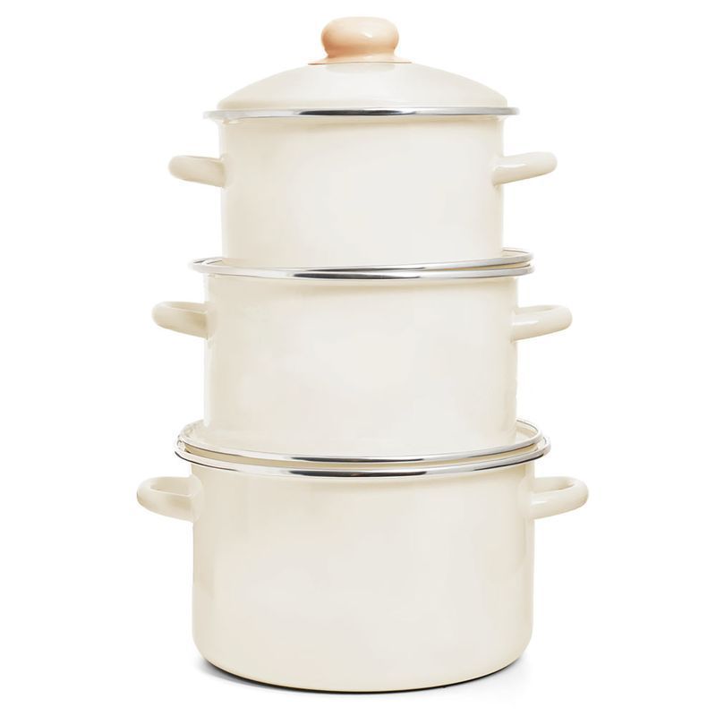 Набор кастрюль 3пр 2/3/4л эмаль Жемчужная цилиндрический (1)