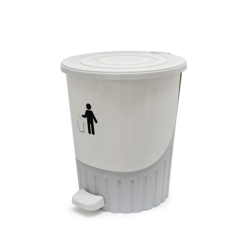 Контейнер для мусора 26л 335*395мм пластик ДУНЯ св.серый-белый с педалью (4)