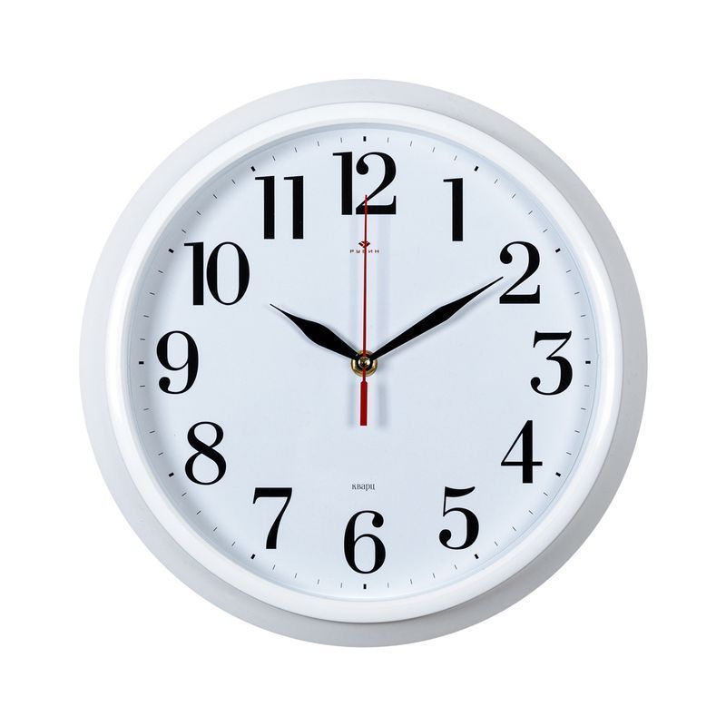 Часы настенные 30см пластик РУБИН Классика белые (10)