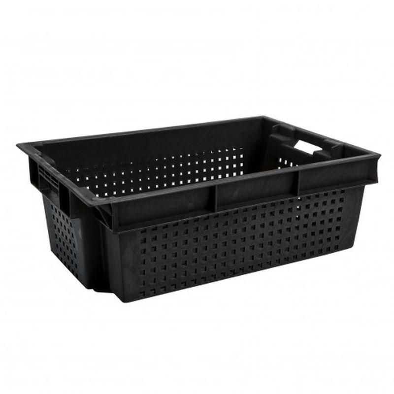 Ящик продуктовый 60*40*20см пластик черный перфорированный Бр.9.13 (1)