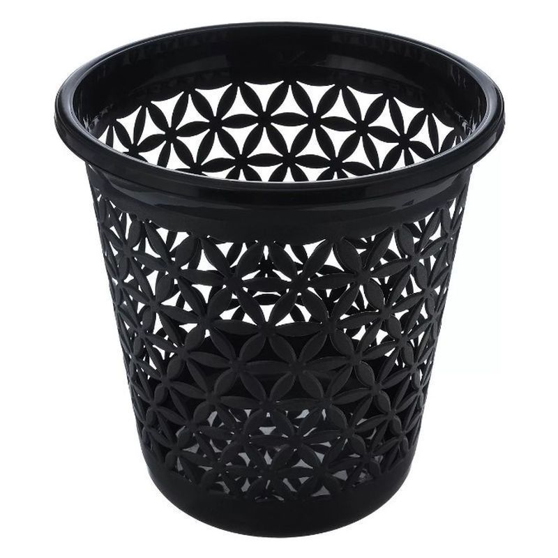 Корзина для бумаг 11л пластик ФЛОВЕР черная 05306 (48)