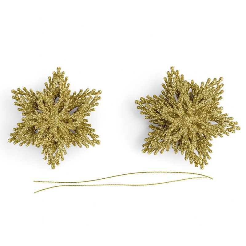 Игрушки новогодние на елку СНЕЖИНКА набор 2шт 10см пластик золото OSHR20-452/JC-16483 (1200)