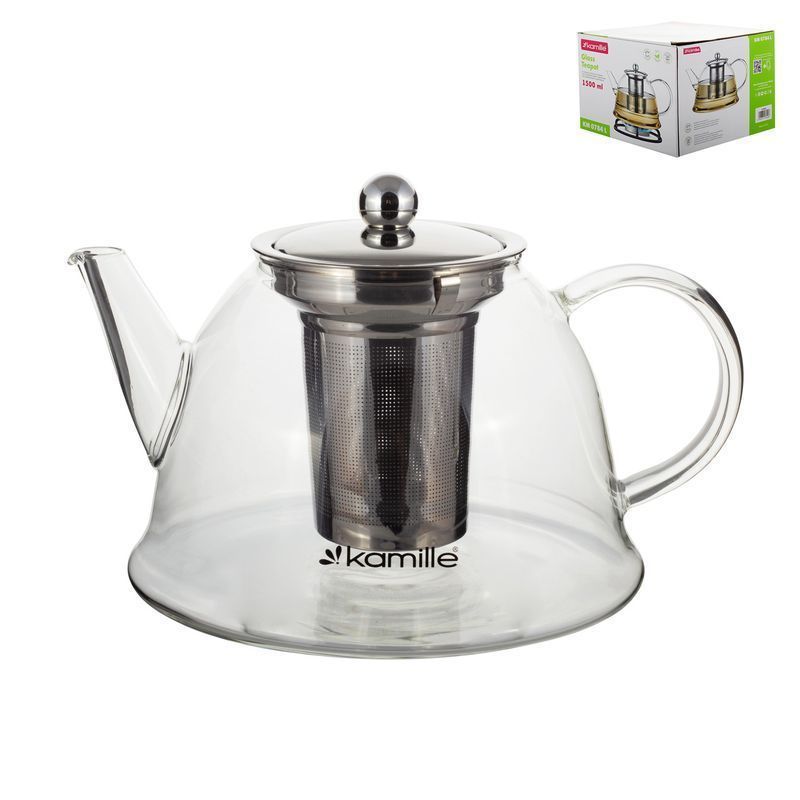 Чайник заварочный 800мл стекло со съемным мет.ситом арт.0784S (32)