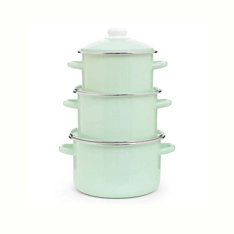 Набор кастрюль 3пр 2/3/4л эмаль Салатовый цилиндрический (1)