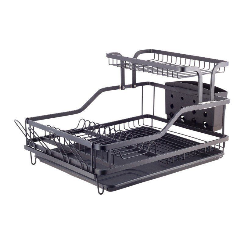 Сушилка для посуды с поддоном 57,5*35*27,5см алюминий черная арт.0750 (6)