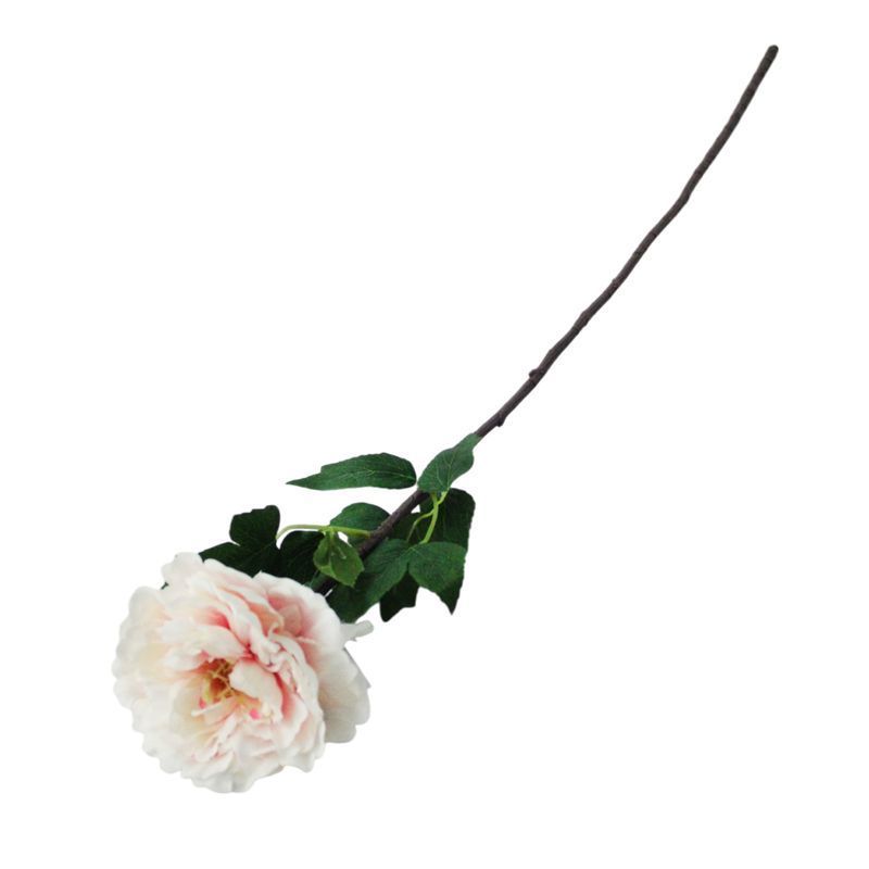 Цветы искусственные Пион бело-розовый 79*11см