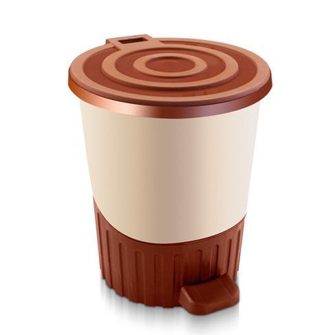 Контейнер для мусора 14л 280*325мм пластик ДУНЯ бежевый с педалью (6)