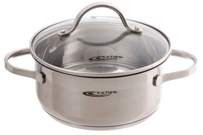 Кастрюля 2,2л нерж.сталь АЛЬТА стекл.крышка d18см толщ. стенок 0,5мм индукция KT-SET-005-22 (8)