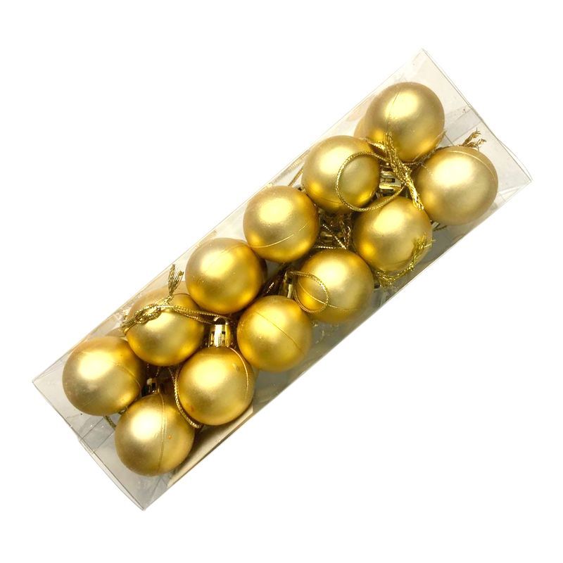 Игрушки новогодние на елку ШАР набор 24шт 3см пластик матовый золото (120)