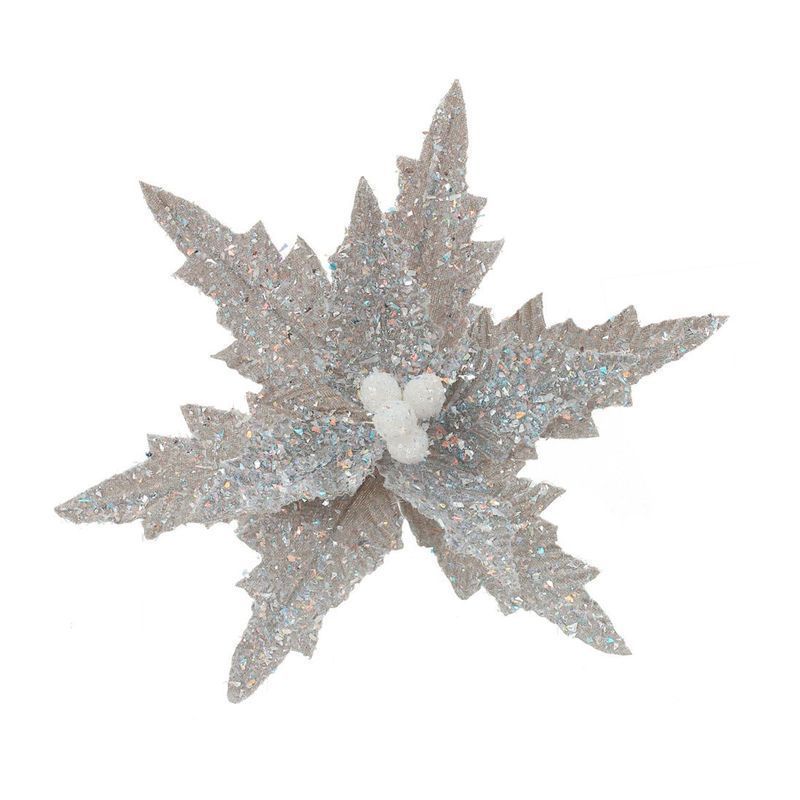 Украшение новогоднее Цветок пуансеттия 23*23*37см