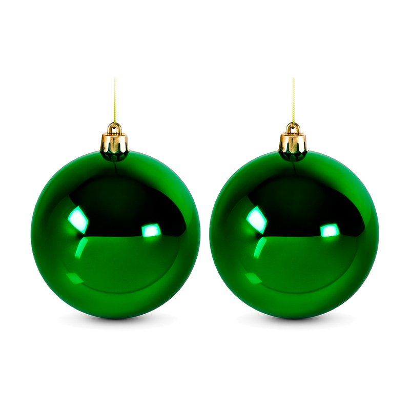 Игрушки новогодние на елку ШАР набор 2шт 12см пластик глянец зеленый (50)