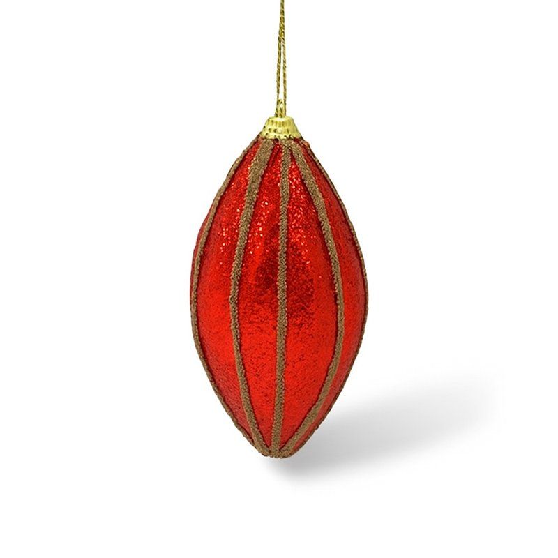 Игрушка новогодняя на елку СОСУЛЬКА 11*5,5см пластик полосатый красный JC-15109 (450)