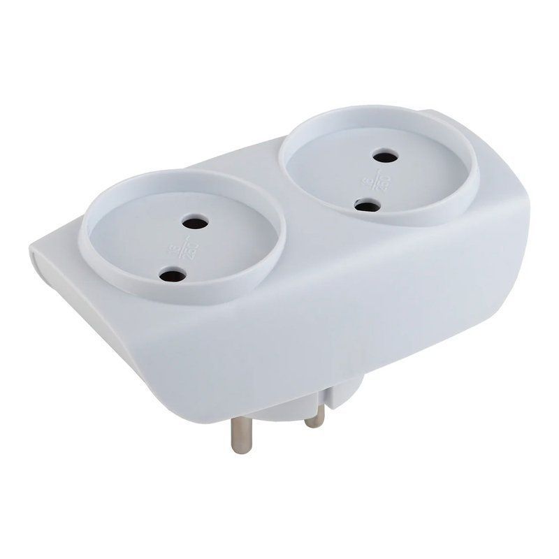 Разветвитель (двойник) пластик без заземления 16А белый  SP-2-W ЭРА (10)