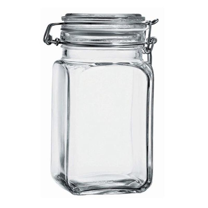 Банка для сыпучих продуктов клипс 1,3л стекло/пластик.уплотнитель КРЕМЛИН (6)