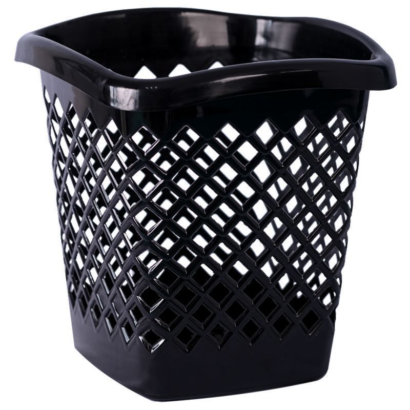 Корзина для бумаг 27*27*28см пластик ОФИС черная квадратная (10)