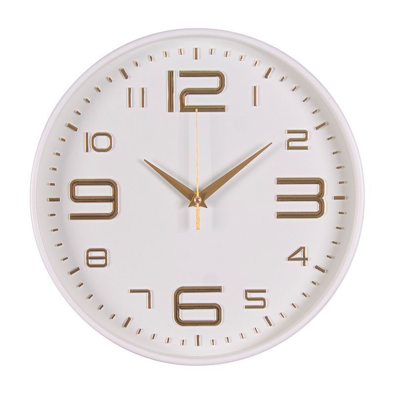 Часы настенные 30см пластик РУБИН Классика белый с золотом (10)
